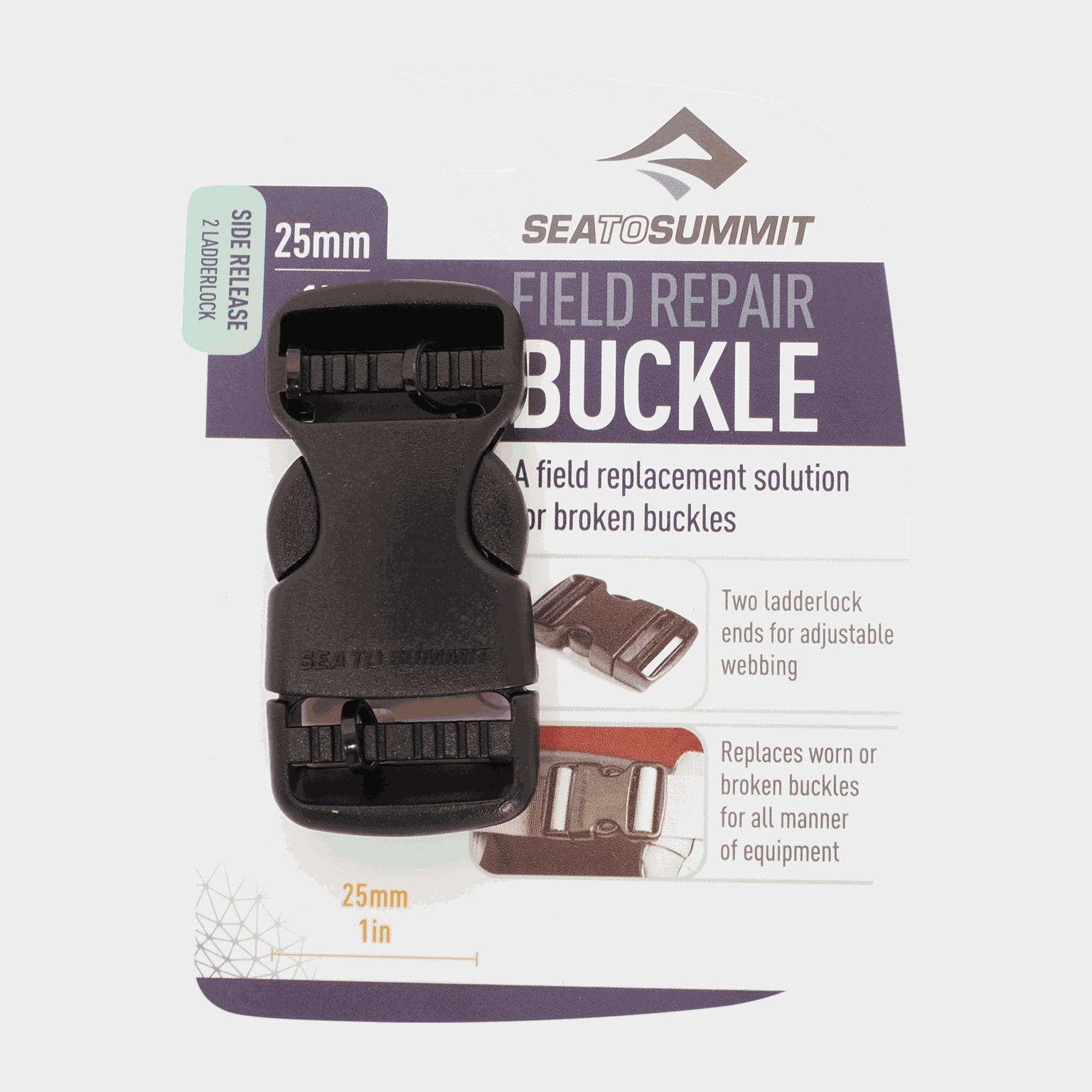 Buckle 25Mm Side Release Black, reserveklips - Svart