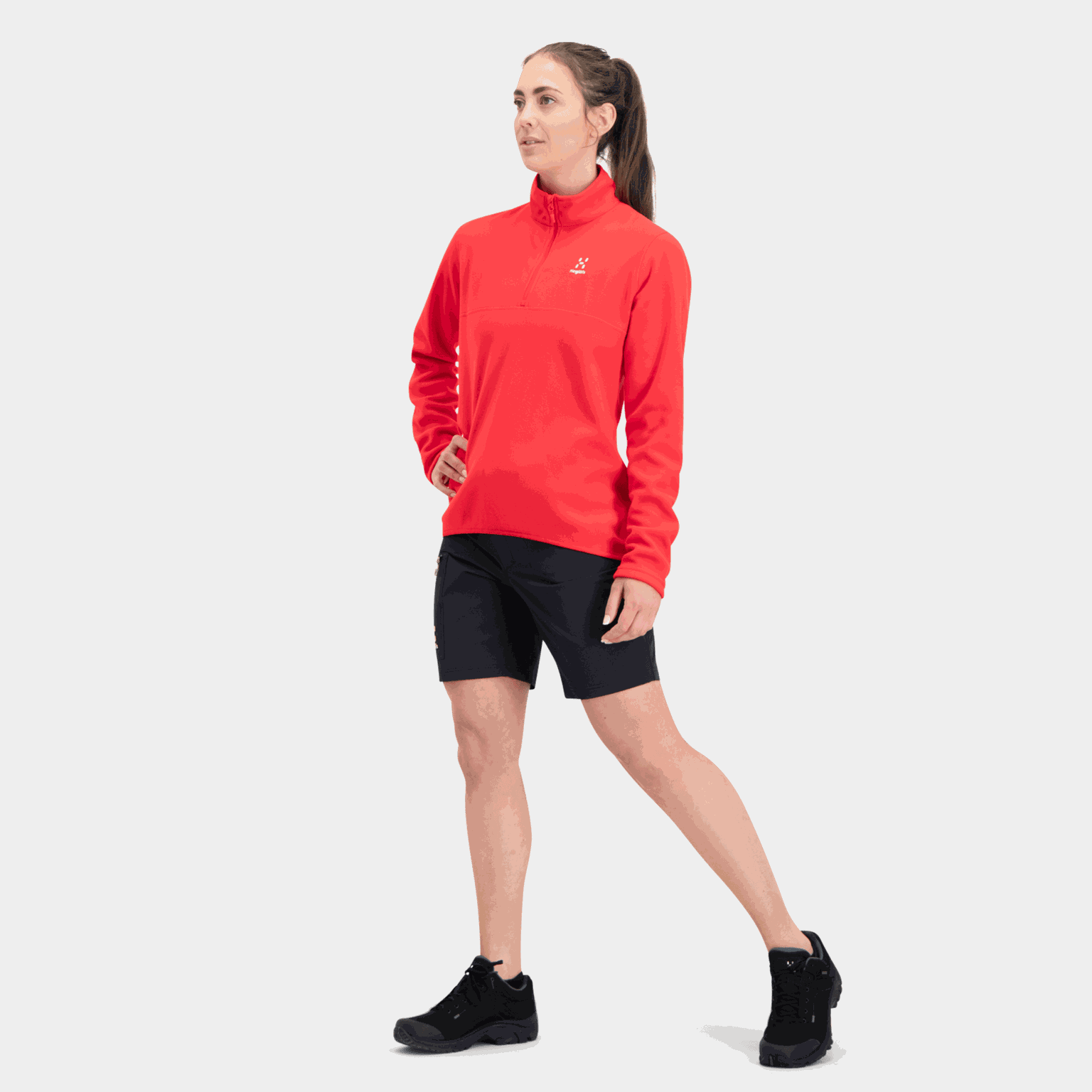 Pollux fleece hoodie met halve rits voor dames