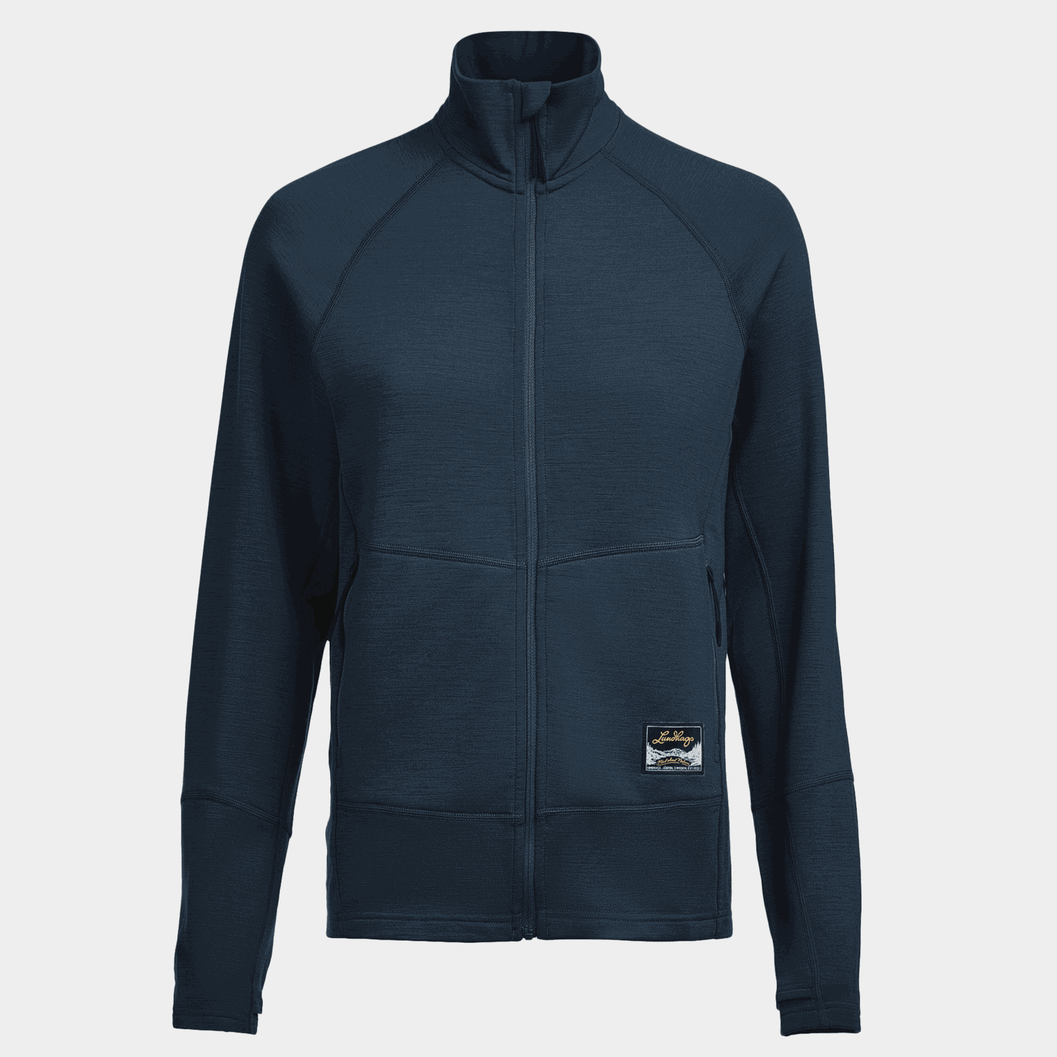 Casaco feminino Tived em lã merino com zíper frontal completo.