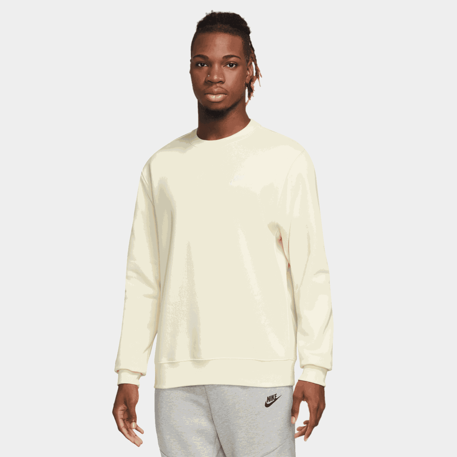 Sportswear Club Fleece Crew, collegegenser, herre - Hvit