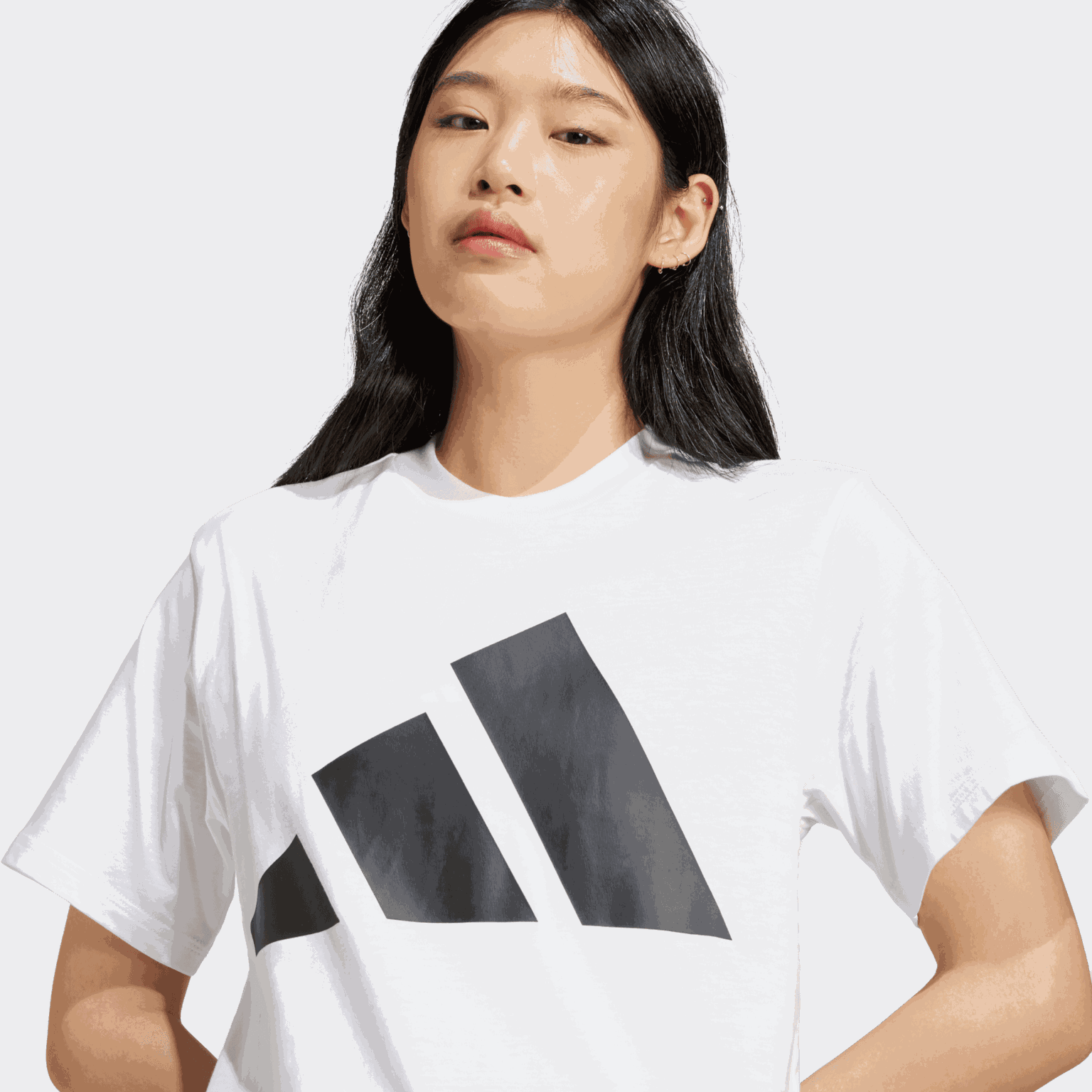  T-shirt essenziale in cotone con logo grande, t-shirt da donna