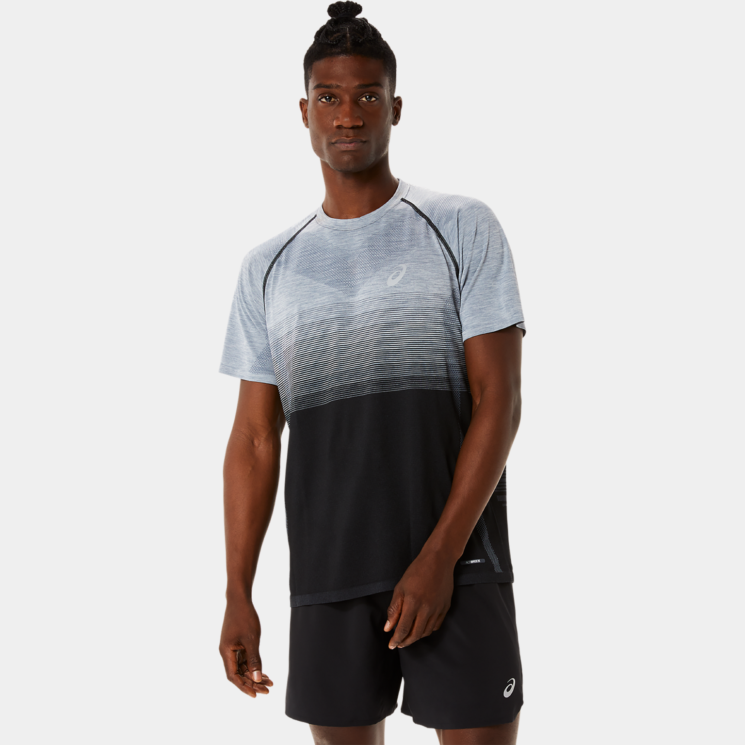 Camiseta de manga corta sin costuras para hombre – Negra