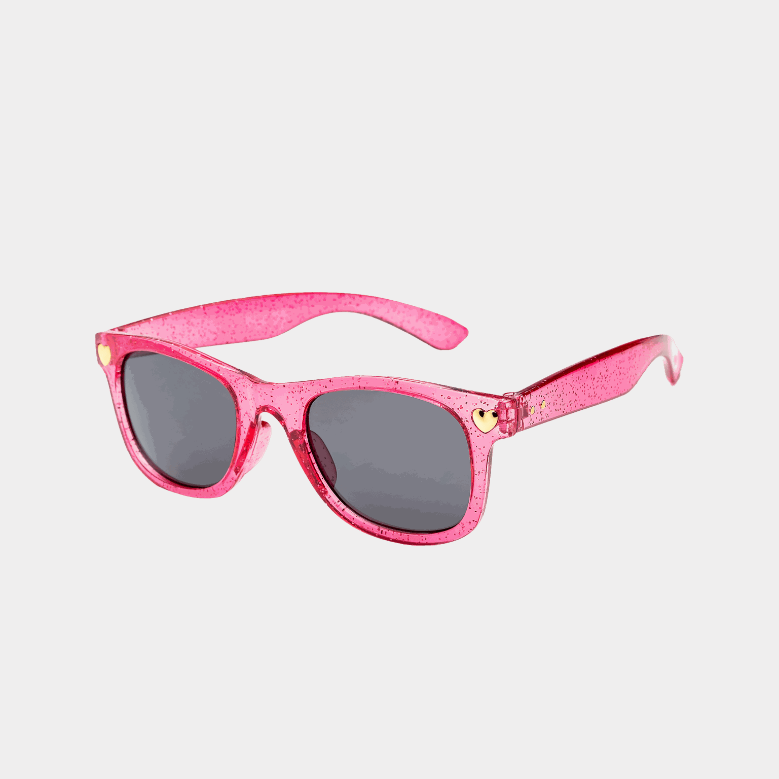 Óculos de sol infantis Waye Kids com glitter rosa vibrante e coração metálico, tamanho infantil - rosa