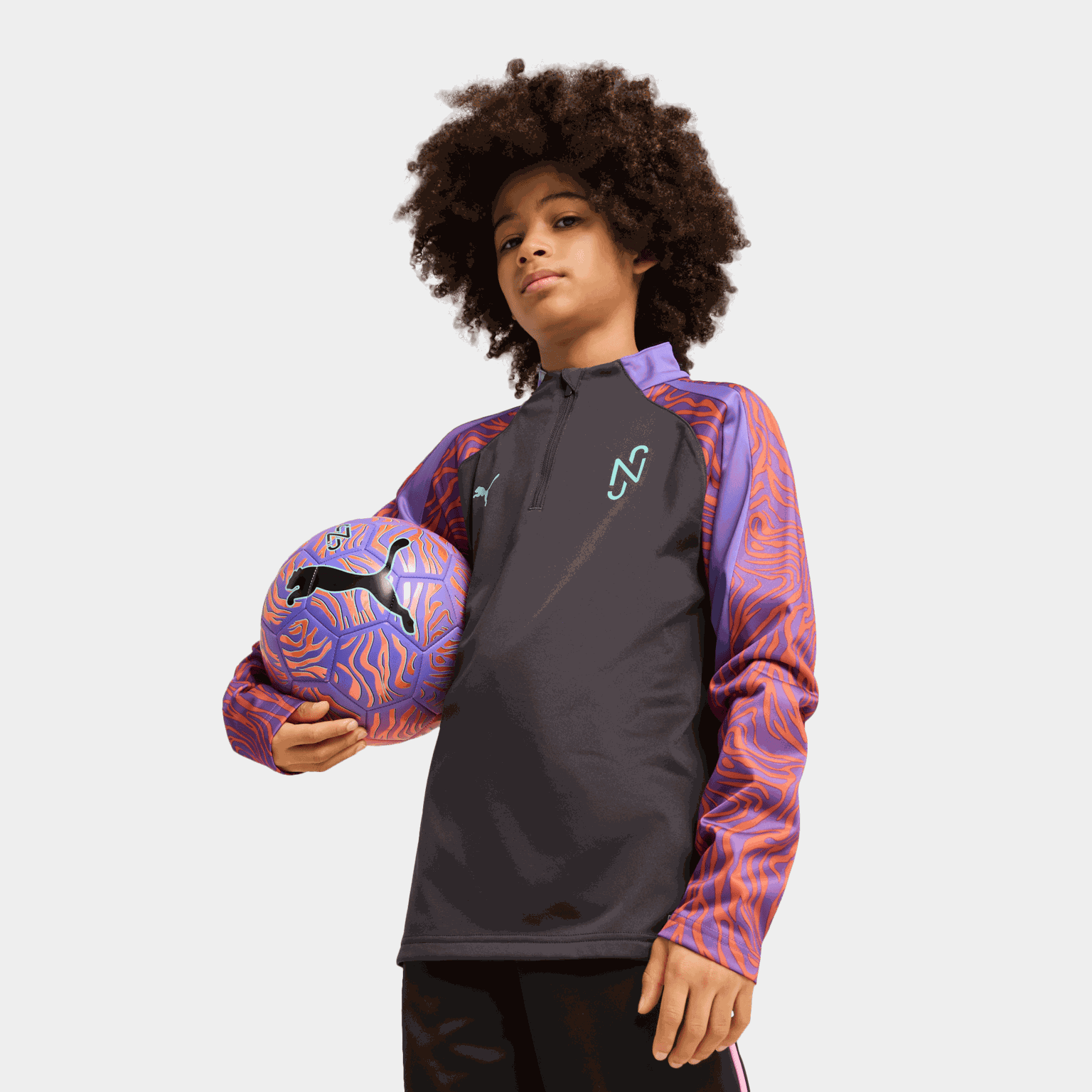 Neymar Jr Creativity 1/4 Zip, fotballgenser, junior - Grå