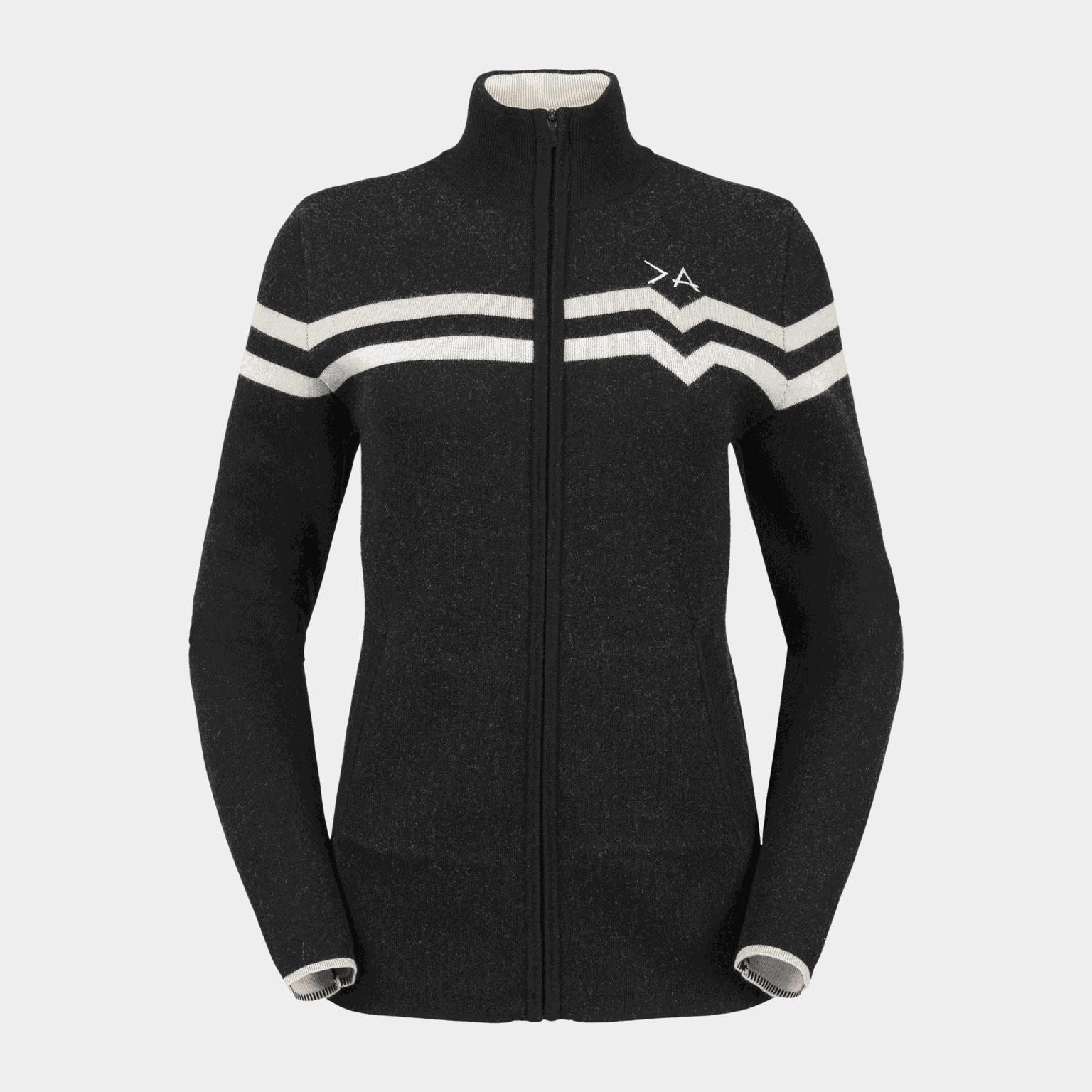  Cardigã feminino de lã com gola redonda - preto