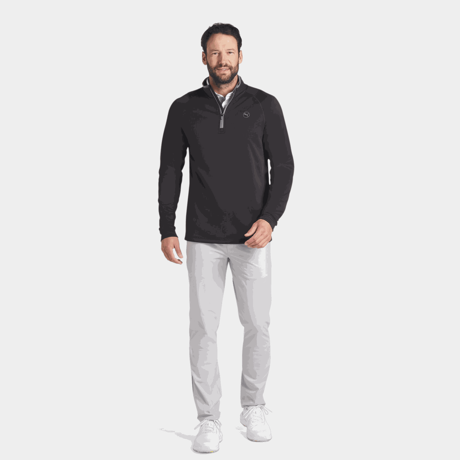  Férfi pólóing, elöl mellkasig cipzárral, gofrimintás polár anyagból.