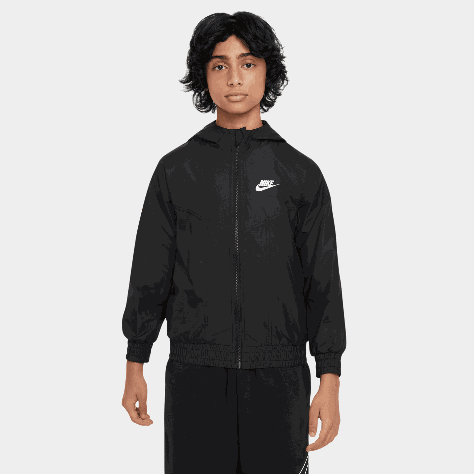  Sportkleding Windrunner Capuchonjas, Kindermaat - Zwart