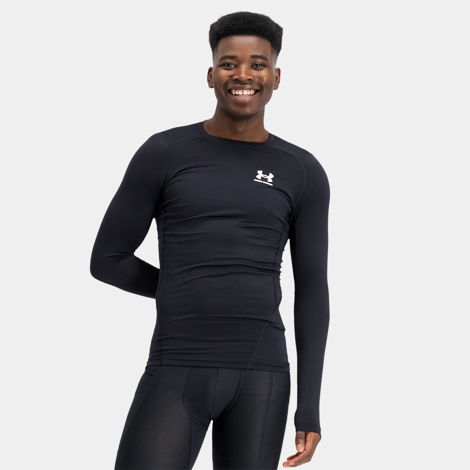  Koszulka treningowa HeatGear™ Armor z długim rękawem dla mężczyzn – czarna