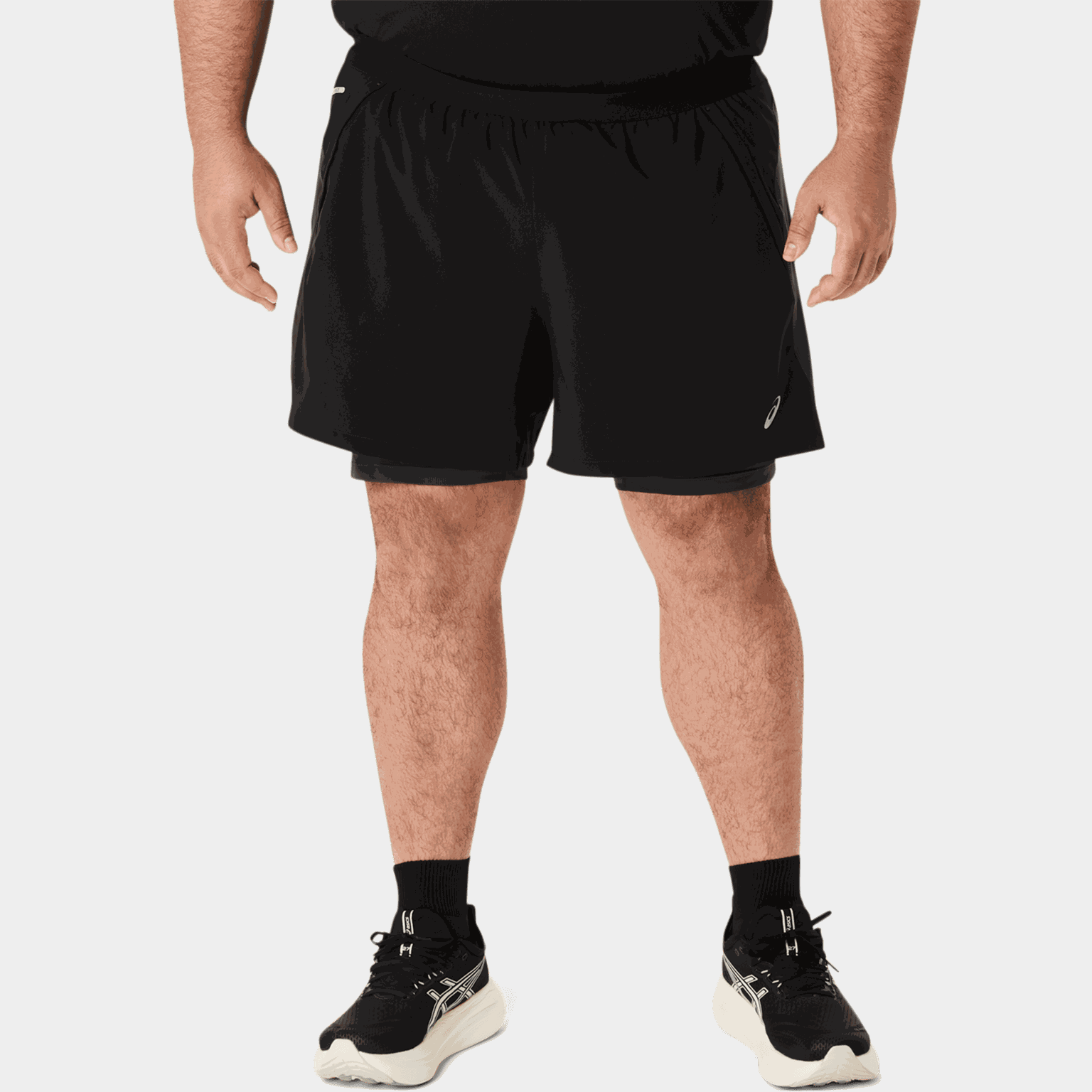 Pantaloncini da corsa da uomo Road 2 in 1 da 5 pollici – Neri
