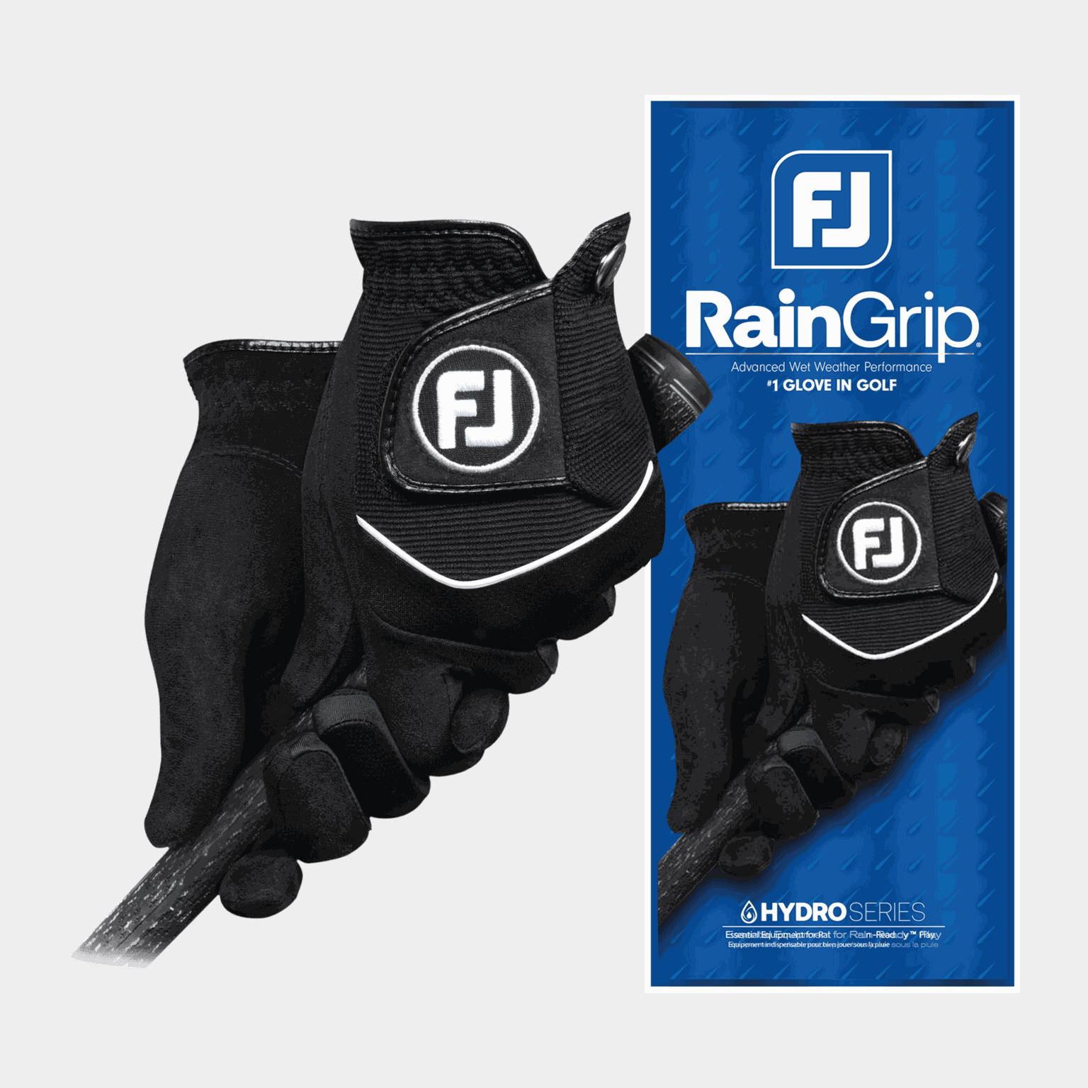  Luvas de golfe RainGrip masculinas, par - pretas