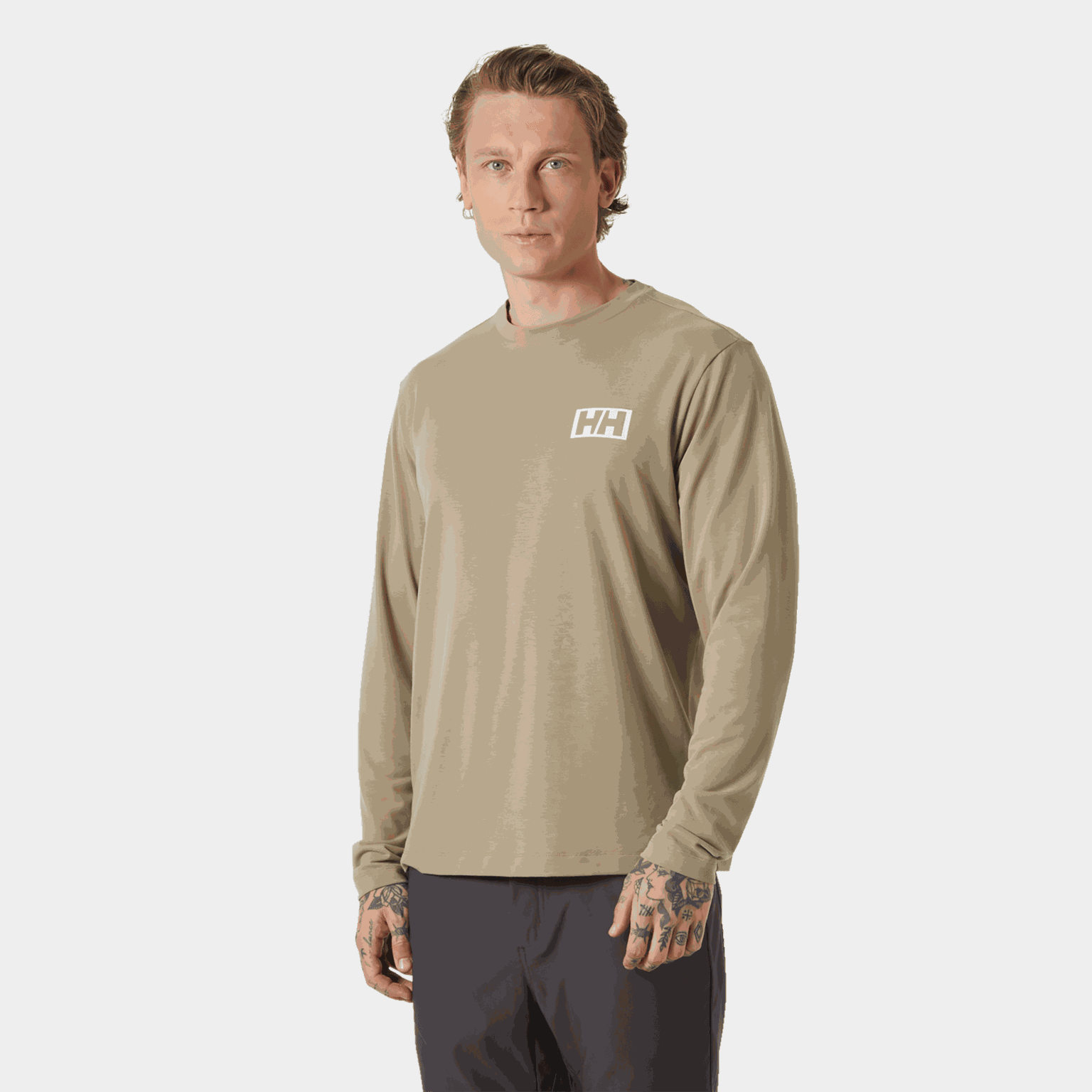 Skog T-shirt met lange mouwen en grafische print, maat L - Grijs