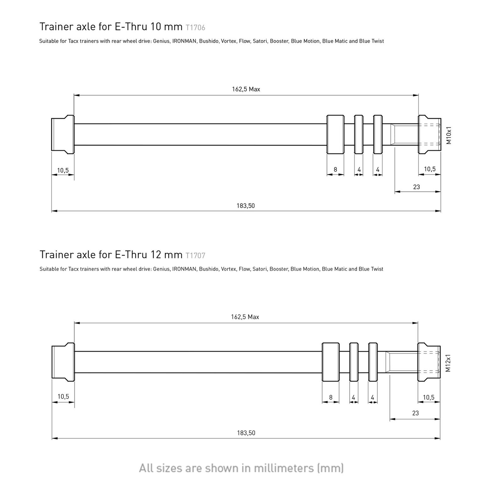  Oś przelotowa Tacx 10 mm do tylnego koła rowerowego – czarna