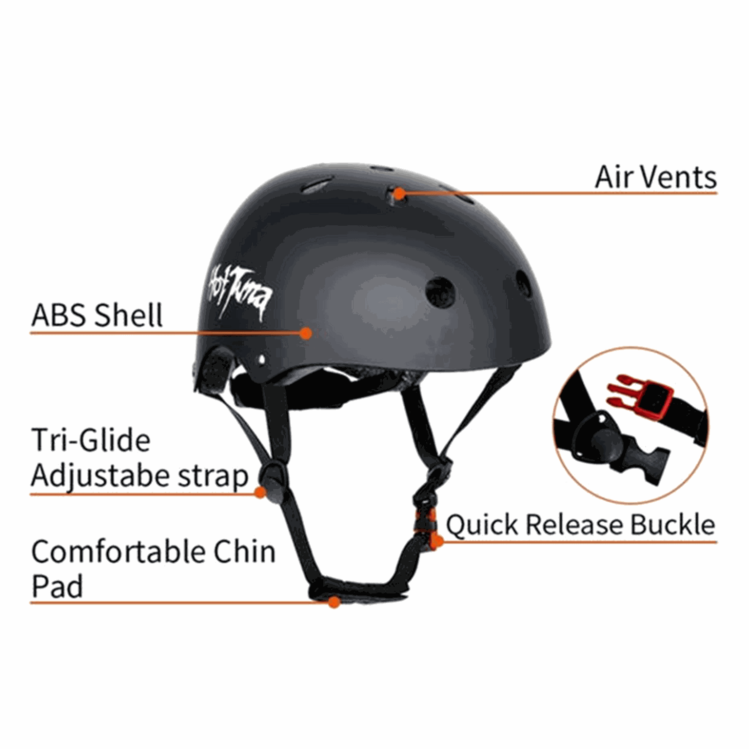 Skate Helmet, hjelm til skateboard, unisex - Svart