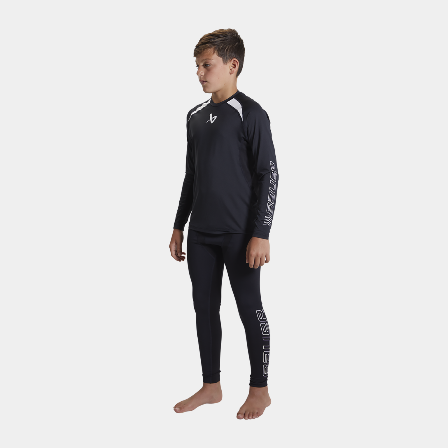 S22 Bauer Perfromance Long Sleeve Top-Yth 23/24, treningstrøye barn - Svart