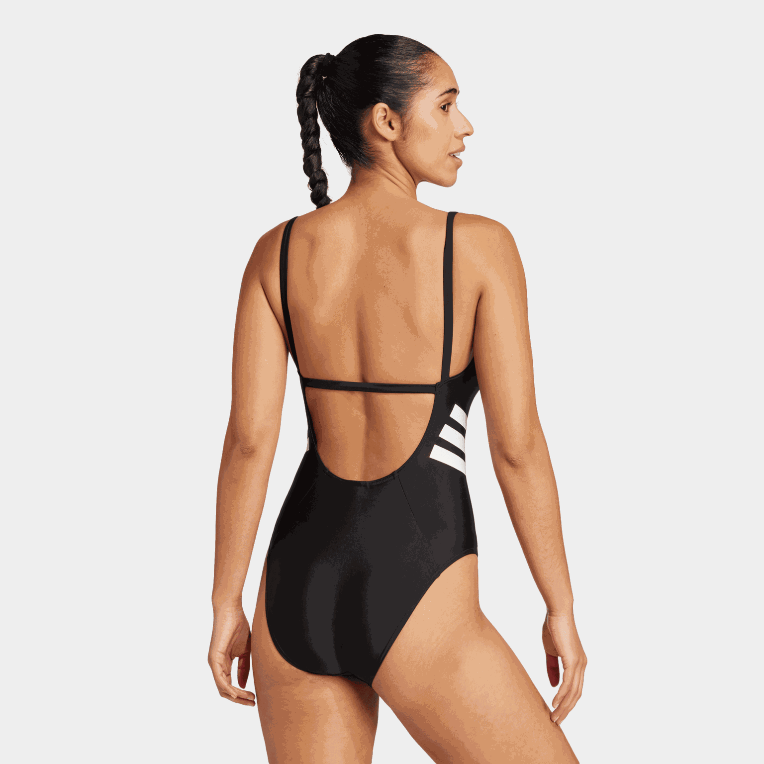 3-Stripes U-back Swimsuit, badedrakt, dame - Svart