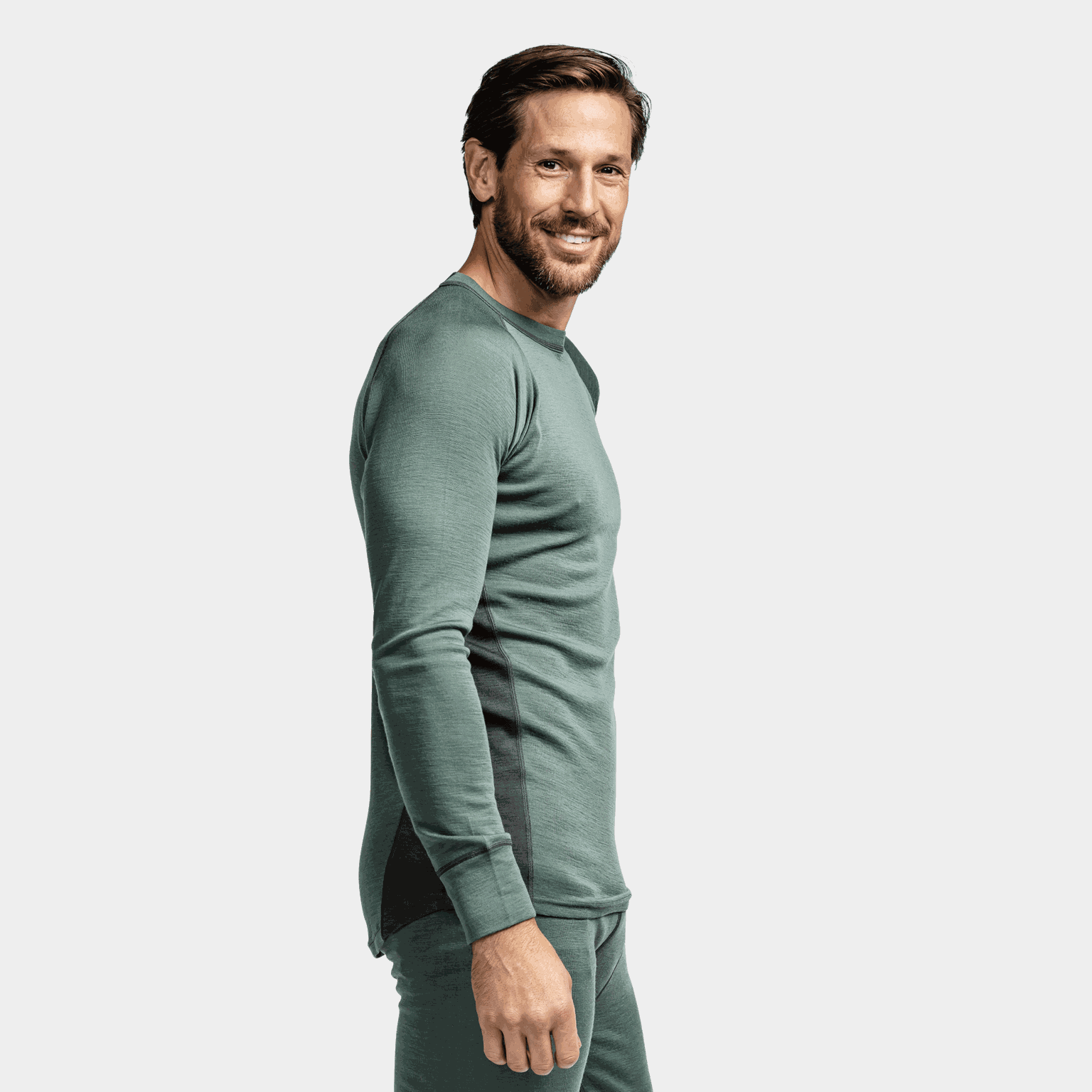 Laajias Heren Trui met Ronde Hals van Merinowol - Groen