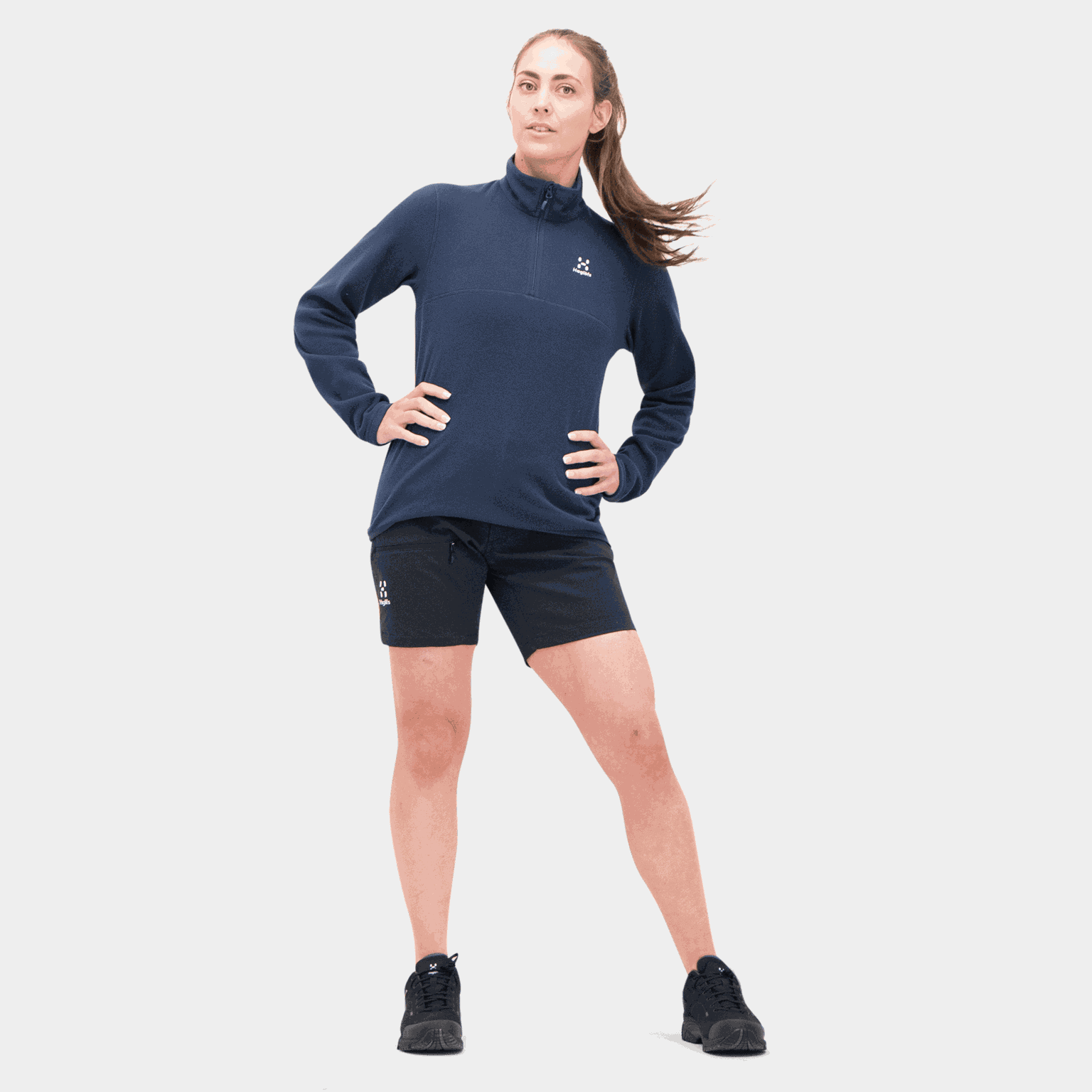 Pollux fleece hoodie met halve rits voor dames