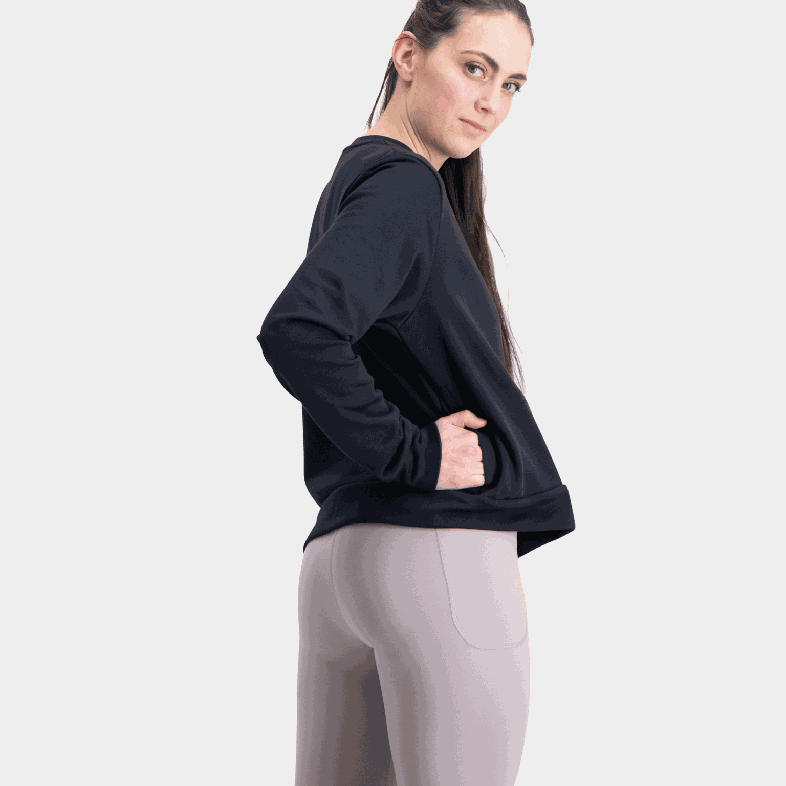 Rival dames fleece trui met ronde hals - zwart