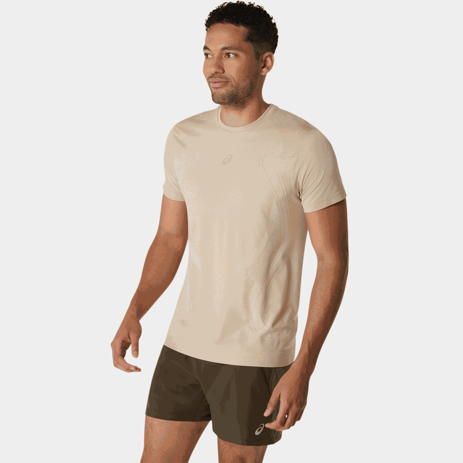 Naadloos T-shirt met korte mouwen voor heren, wit.