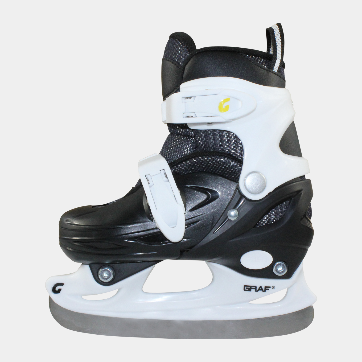 Kid Adjustable Hardshell Ice Skate, hockeyskøyte barn - Svart