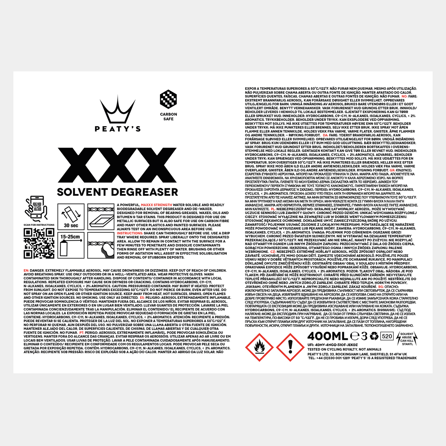  Rozpuszczalnik odtłuszczający XXX 400 ml, spray odtłuszczający -