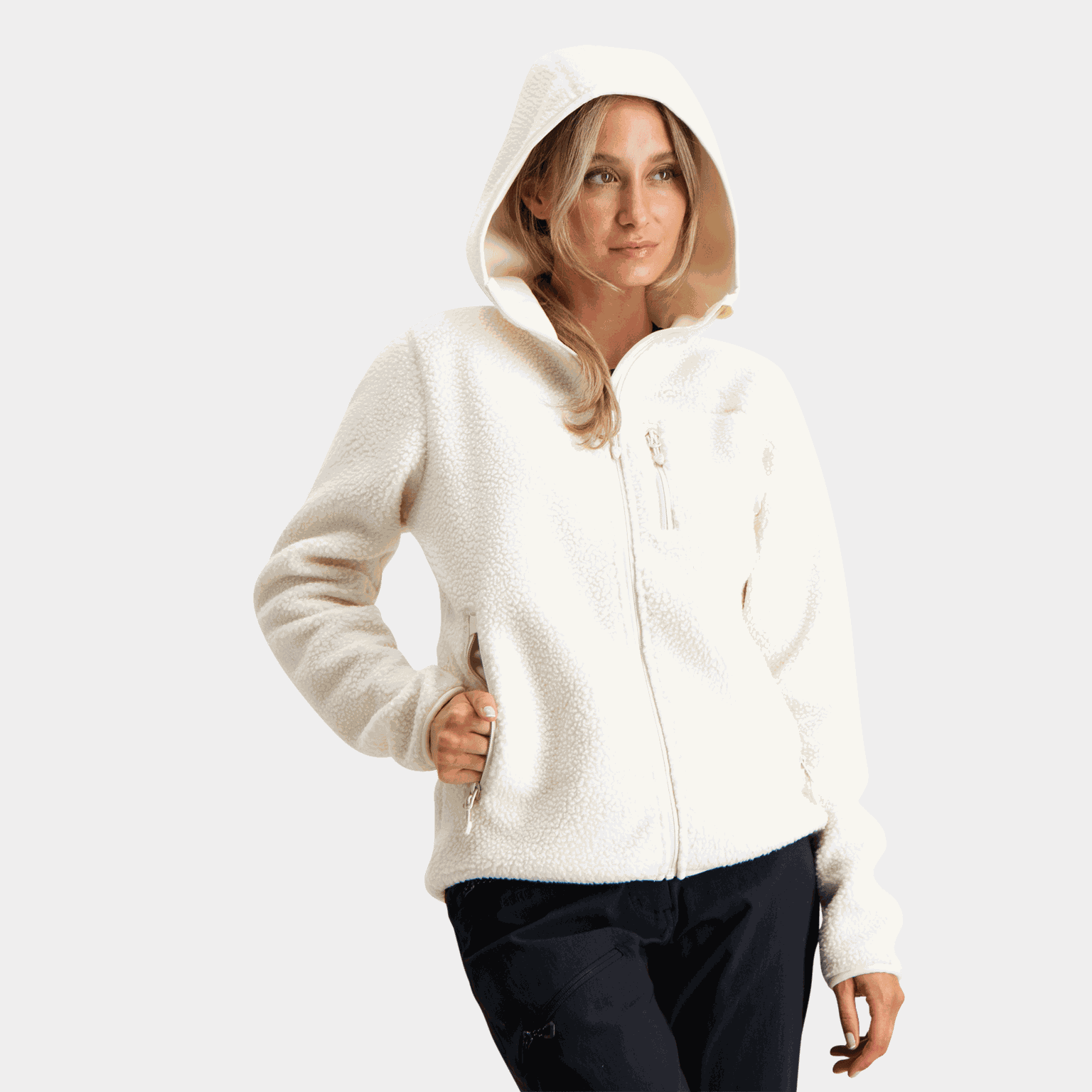 Kiberg Sherpa Fleece Jacket, fleecejakke, dame - Hvit
