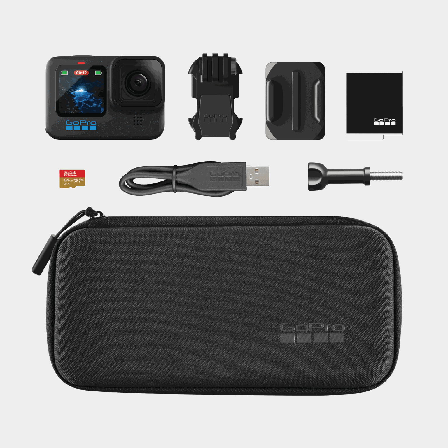 GoPro Hero12 Black - Speciální sada, 64GB SanDisk microSD karta, Akční kamera - Černá