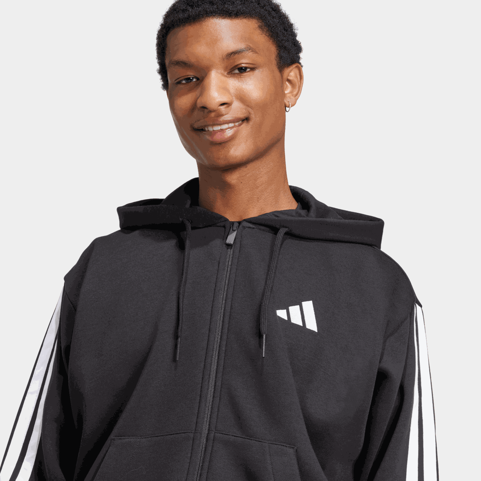  Veste polaire Essential à 3 bandes avec fermeture éclair intégrale et capuche, pour homme