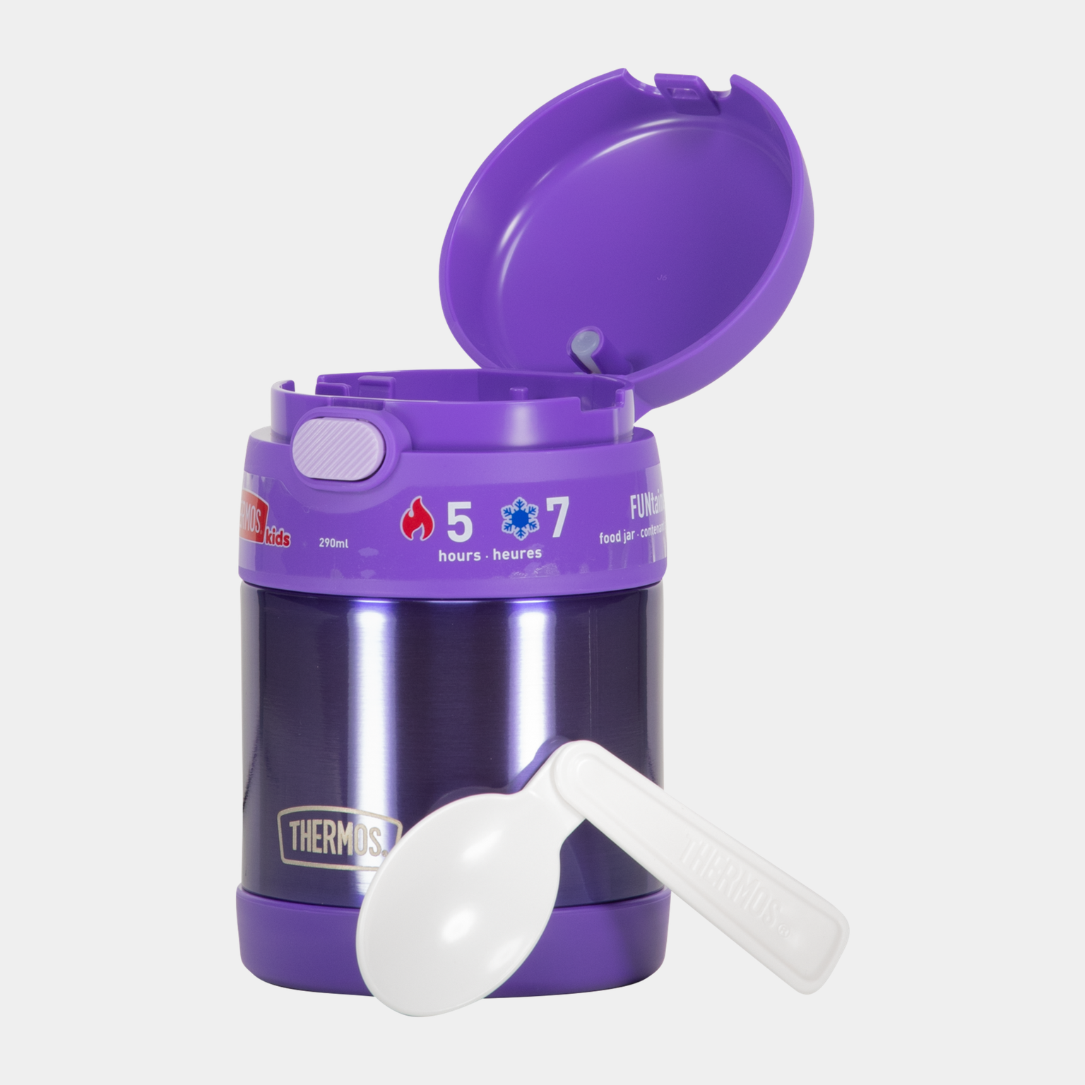  Boîte de rangement en acier inoxydable avec cuillère pliante, 290 ml, Mattermos - Violet