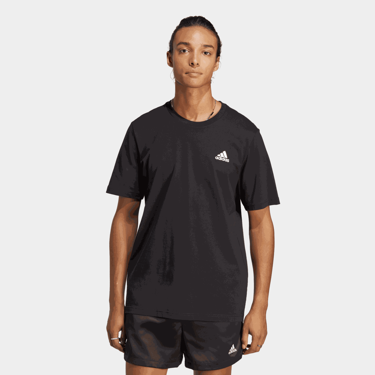  Effen gebreid T-shirt voor heren - zwart