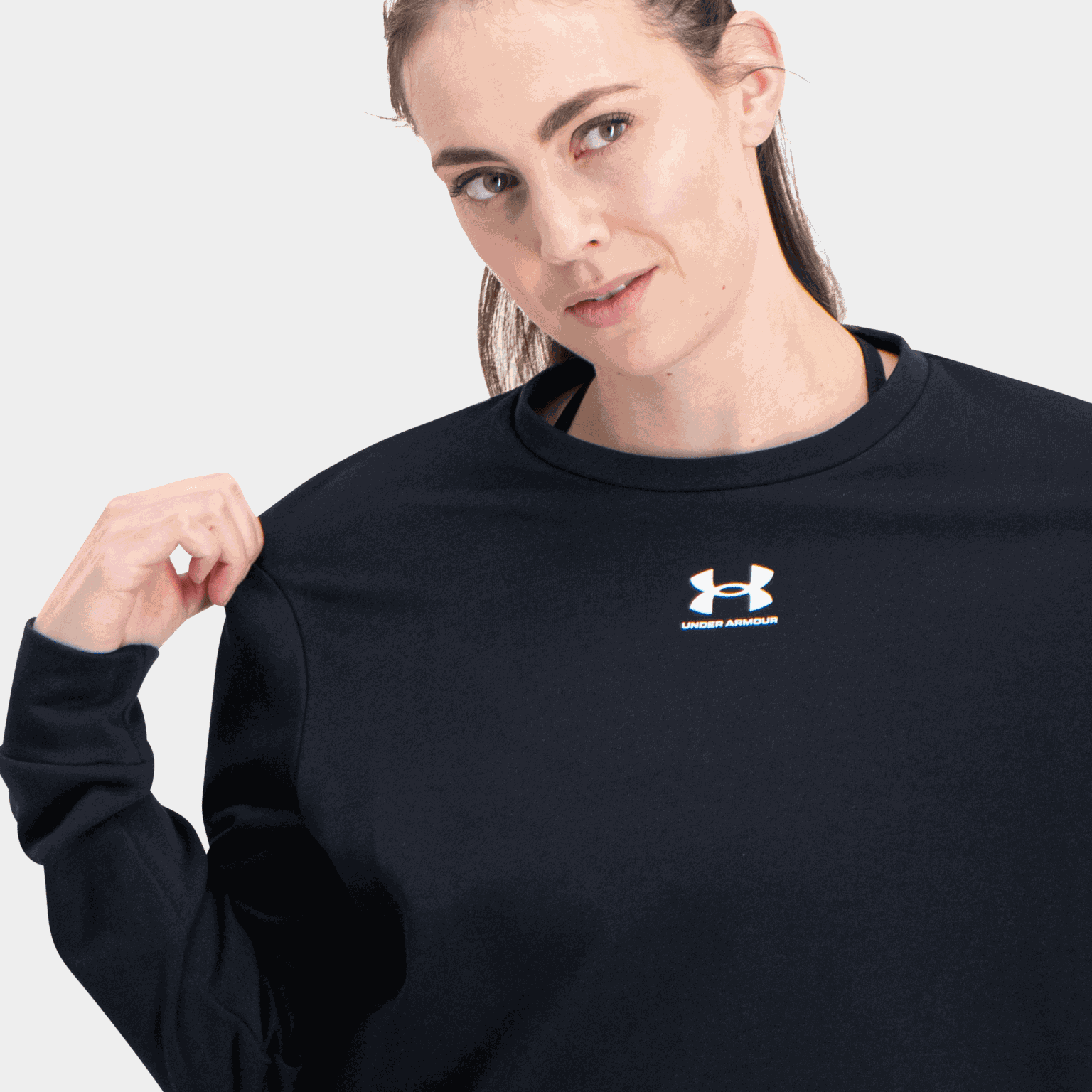 Rival dames fleece trui met ronde hals - zwart