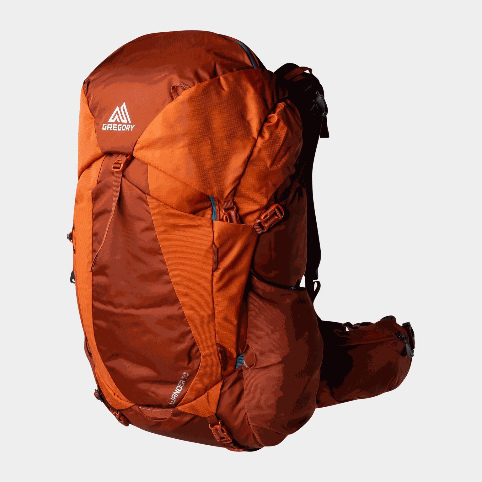  Mochila de caminhada de 50 litros para crianças e adolescentes - laranja