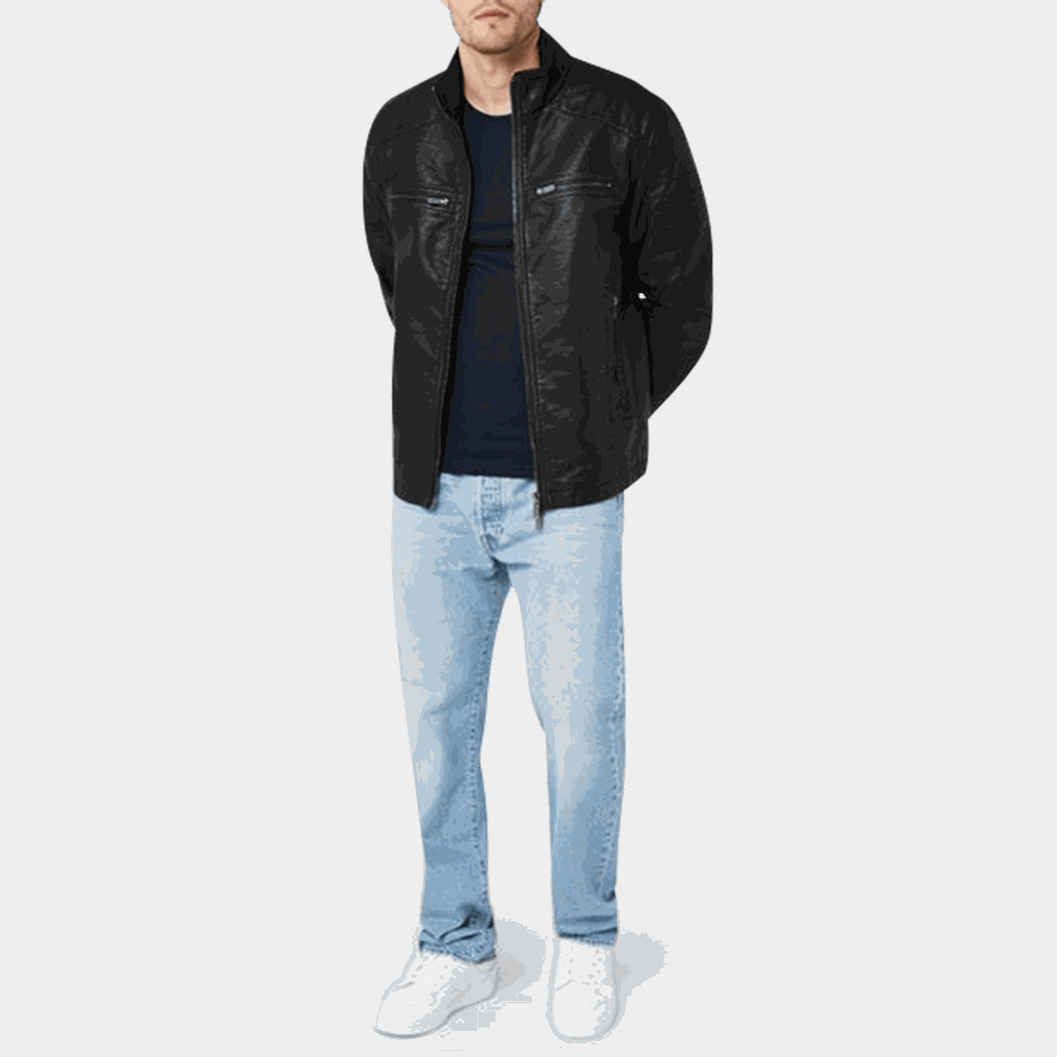  Veste en PU, veste homme – noire