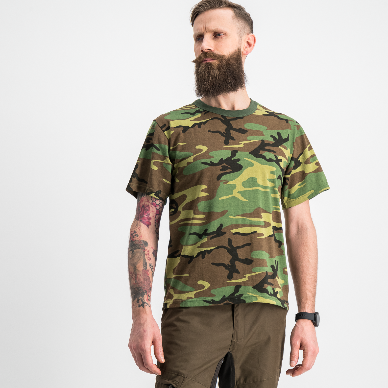  Camouflage T-shirt, T-shirt met camouflageprint – Groen