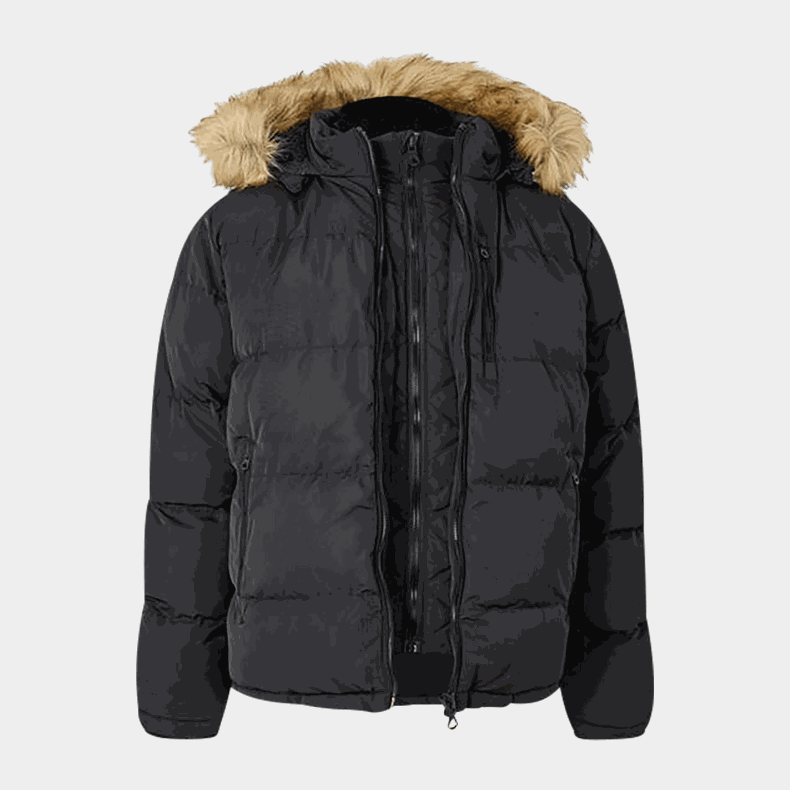  Veste matelassée à 2 fermetures éclair, veste homme – Noire