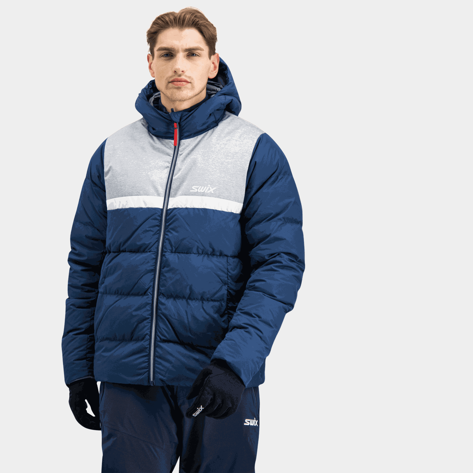 Jaqueta acolchoada masculina Swix Focus 23/24 azul escuro
