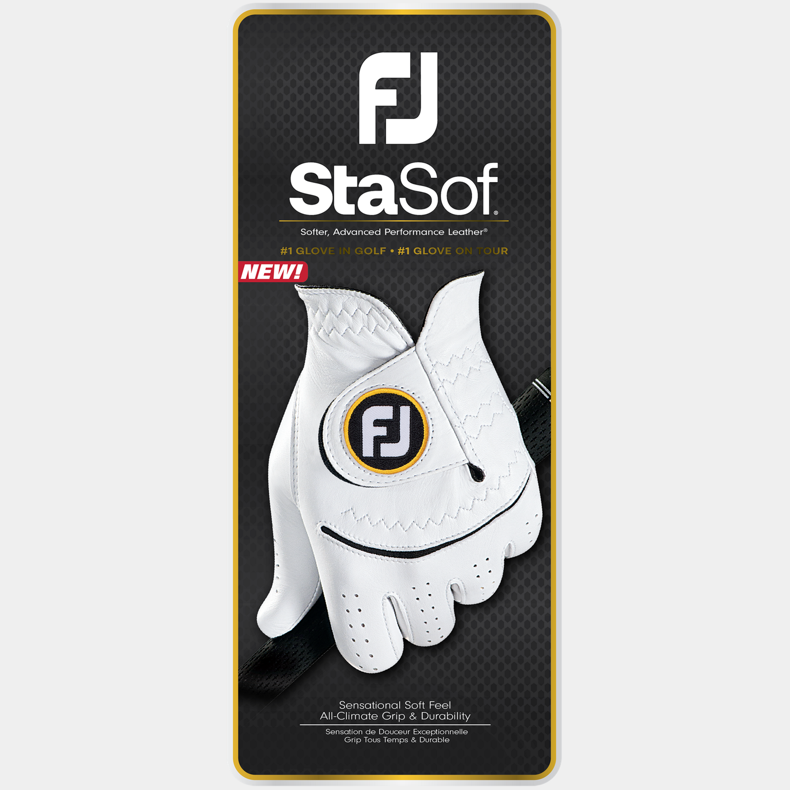 Luva de golfe para canhotos, StaSof – 23 MLH, masculina – branca