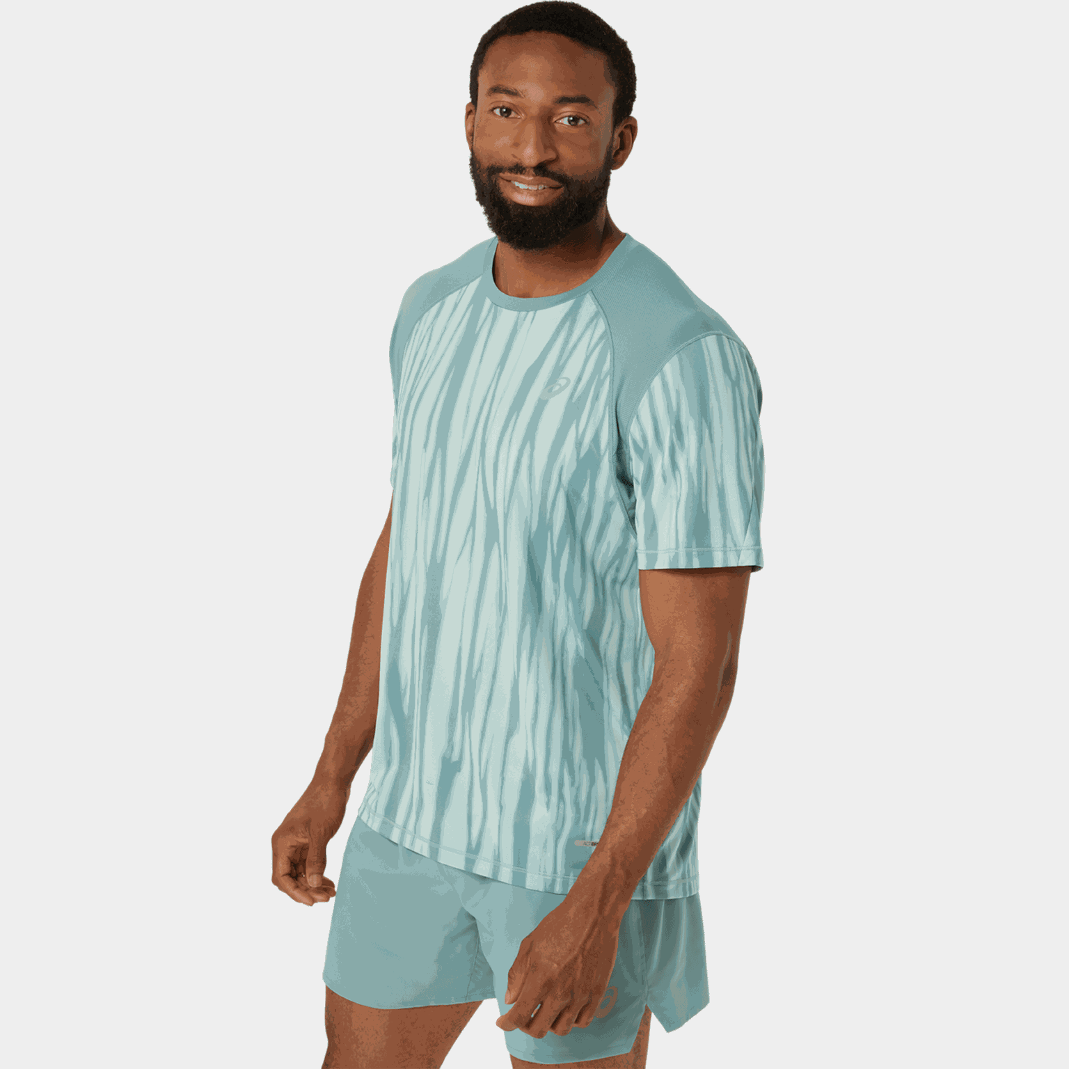 Heren T-shirt met korte mouwen en urban print - Groen