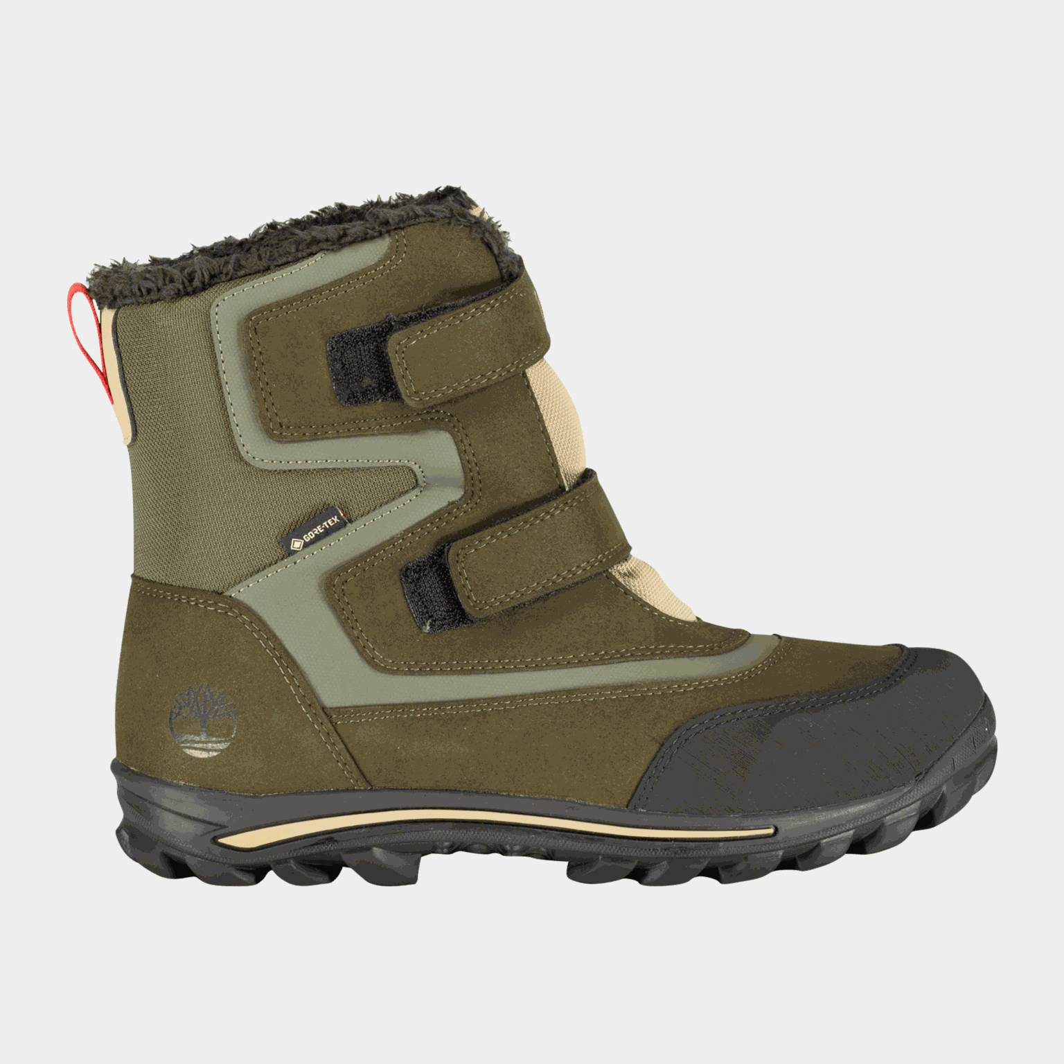  Zimowe buty dziecięce Chillberg z 2 paskami i membraną Gore-Tex – zielone