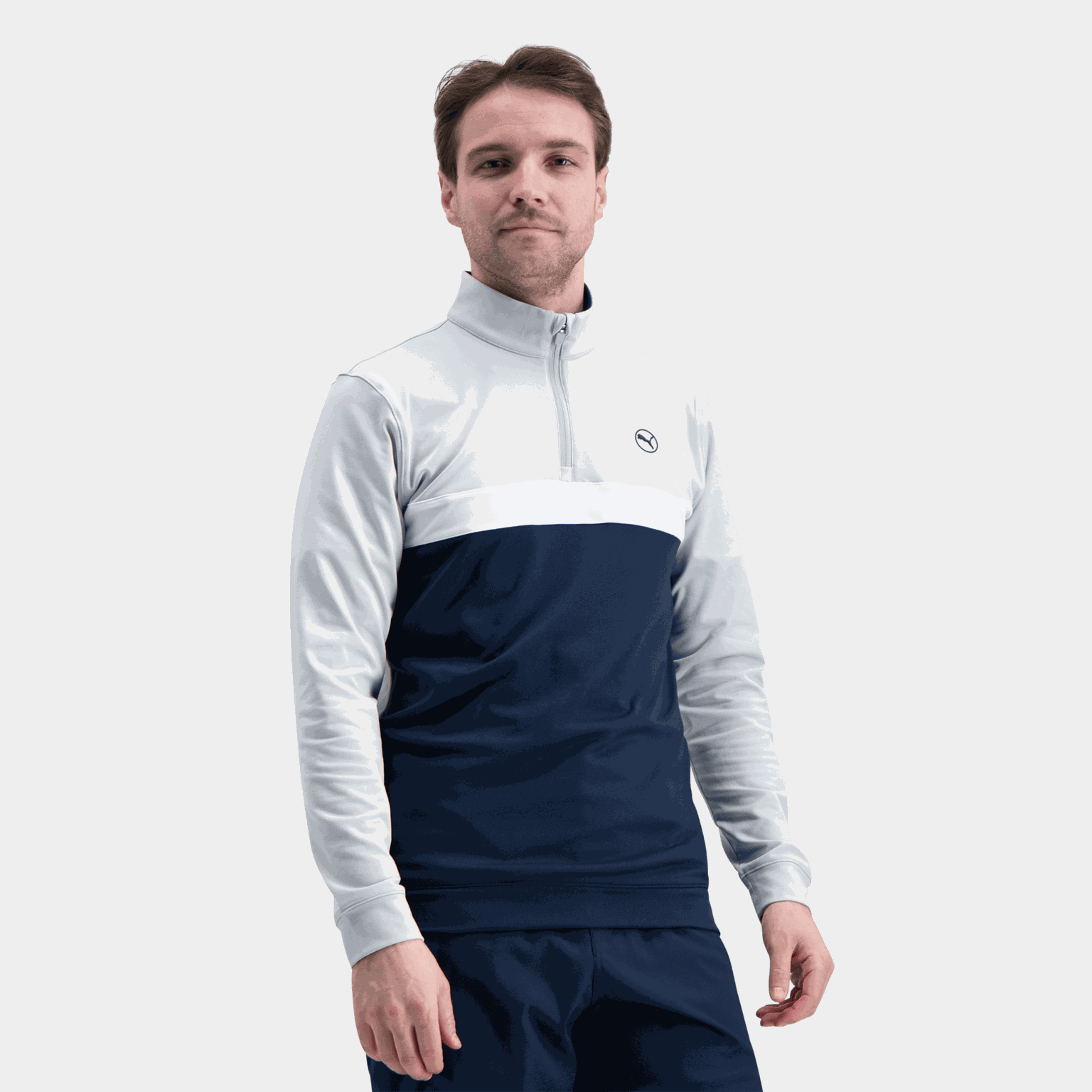 Pure Colorblock 1/4 Zip, golfgenser, herre - Grå