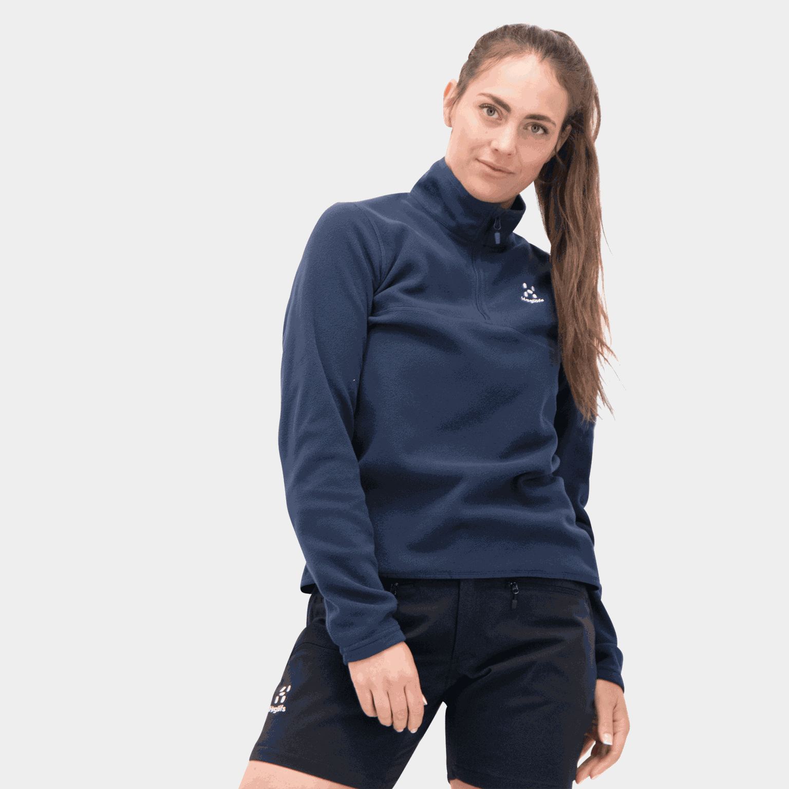 Pollux fleece hoodie met halve rits voor dames