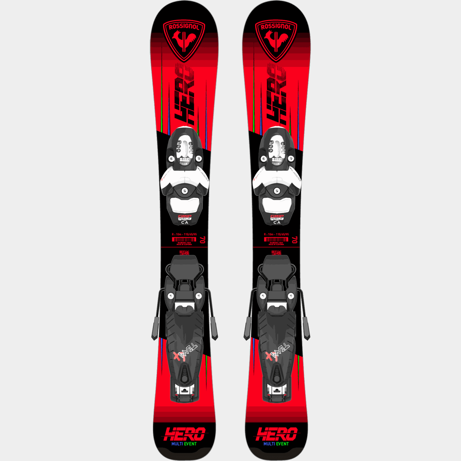 Esquis de descida JR HERO PRO 70-90 24/25, esquis de carving, infantis - multicoloridos