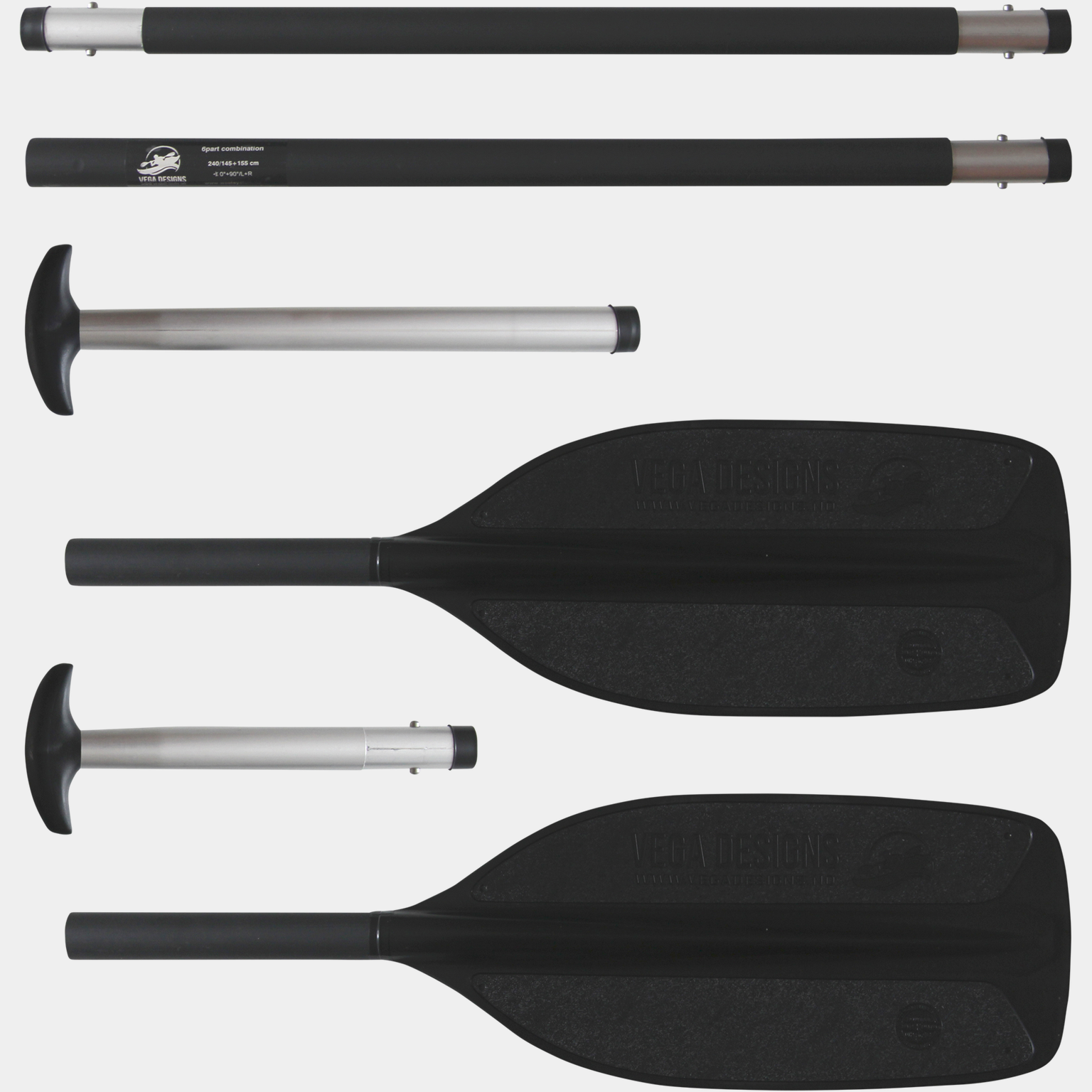 6 Part Combination Paddle (kayak Or Canoe) - Svart