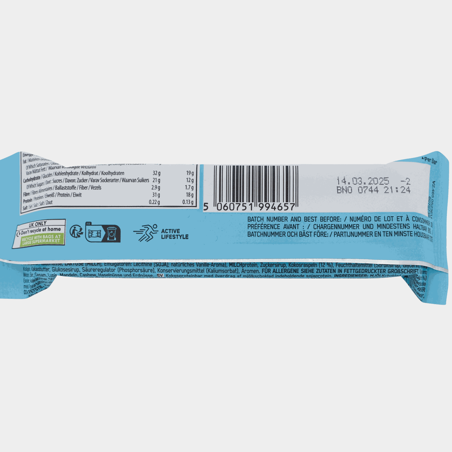 Barra de Proteína – Chocolate e Coco, Barra de Proteína –