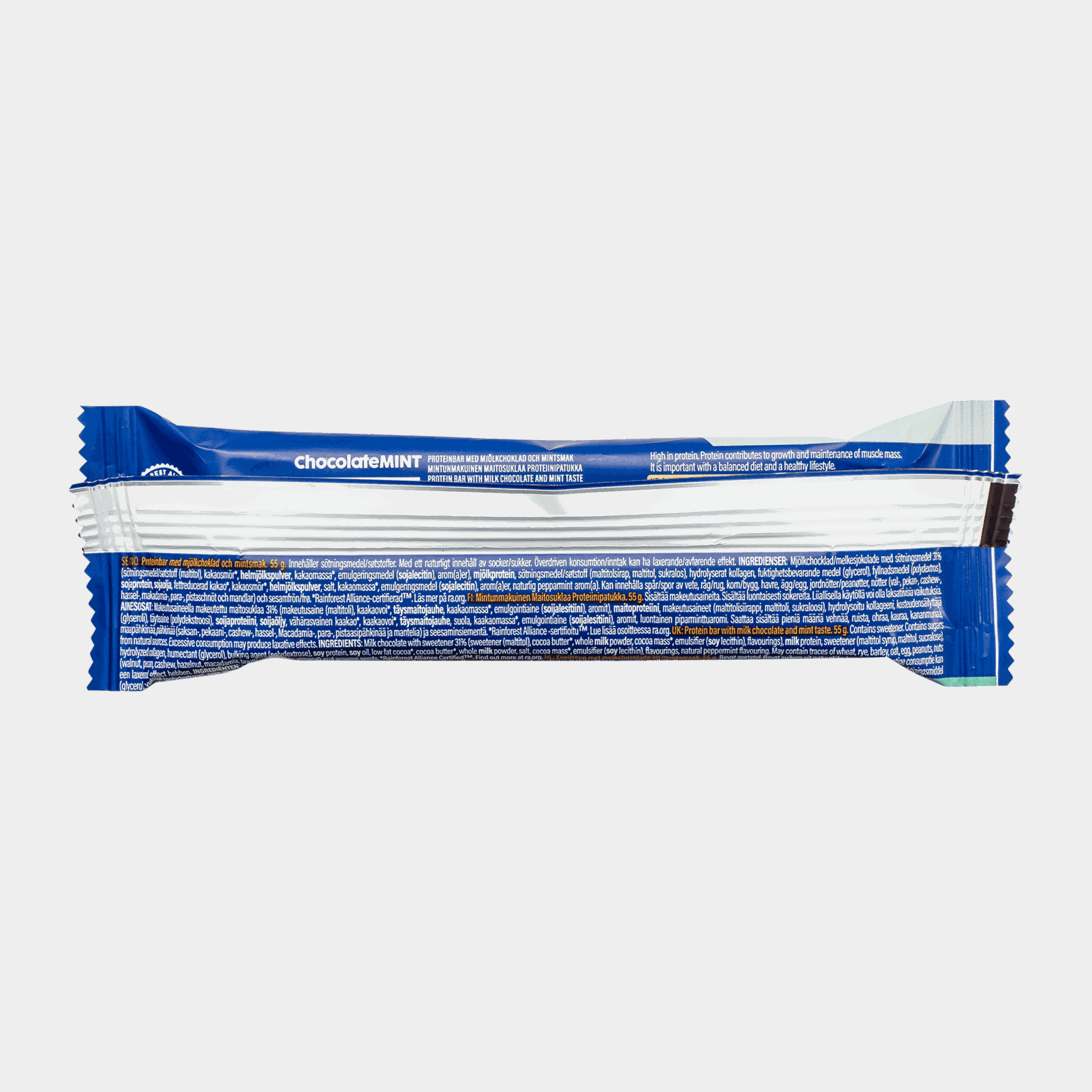 Zachte proteïnereep met chocolade- en muntsmaak 55 g, Proteïnereep -