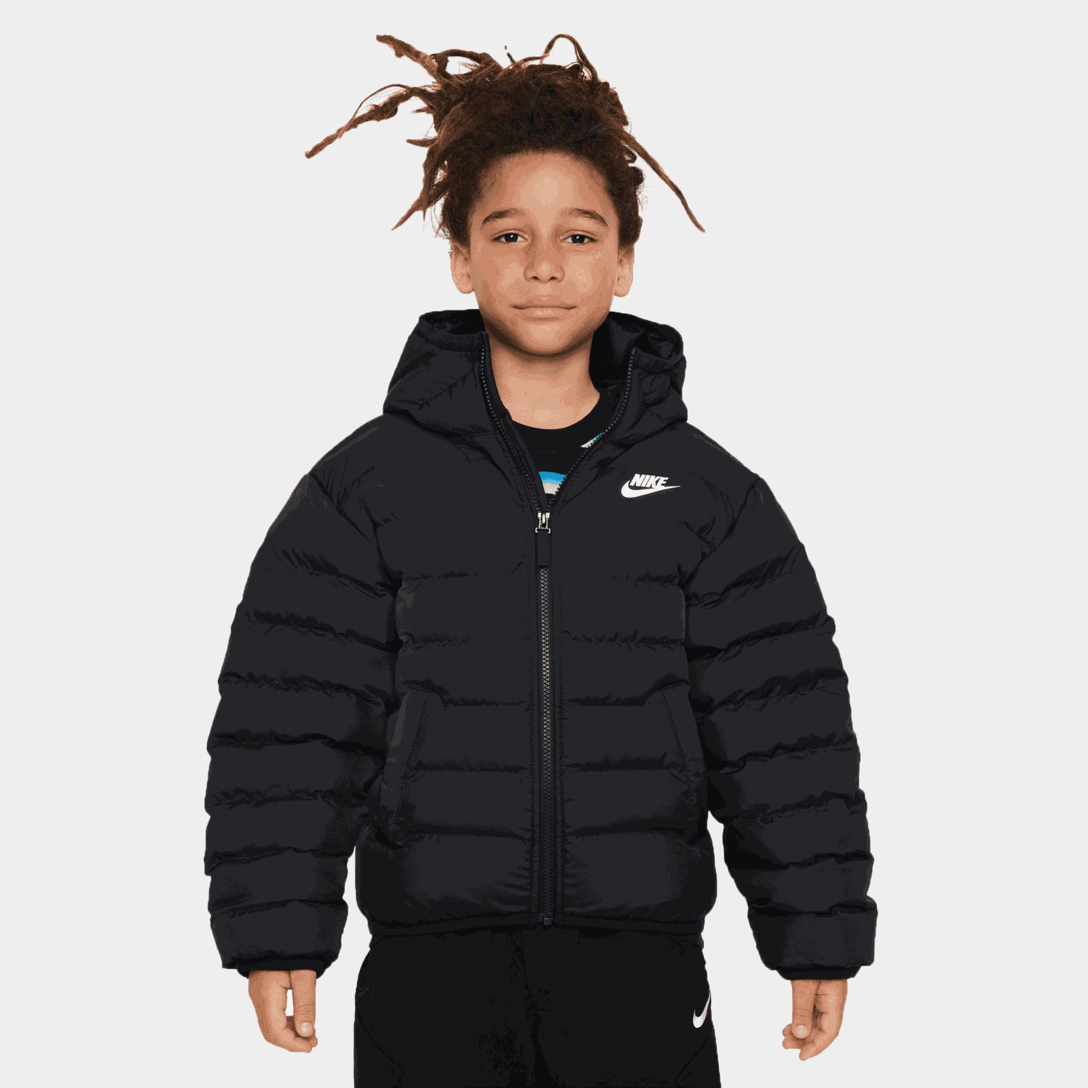 Veste légère à garnissage synthétique, veste d'hiver, junior - noire