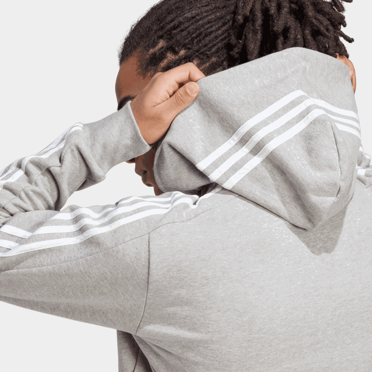 French Terry 3-Stripes Full-Zip Hoodie, hettjakke, herre - Grå