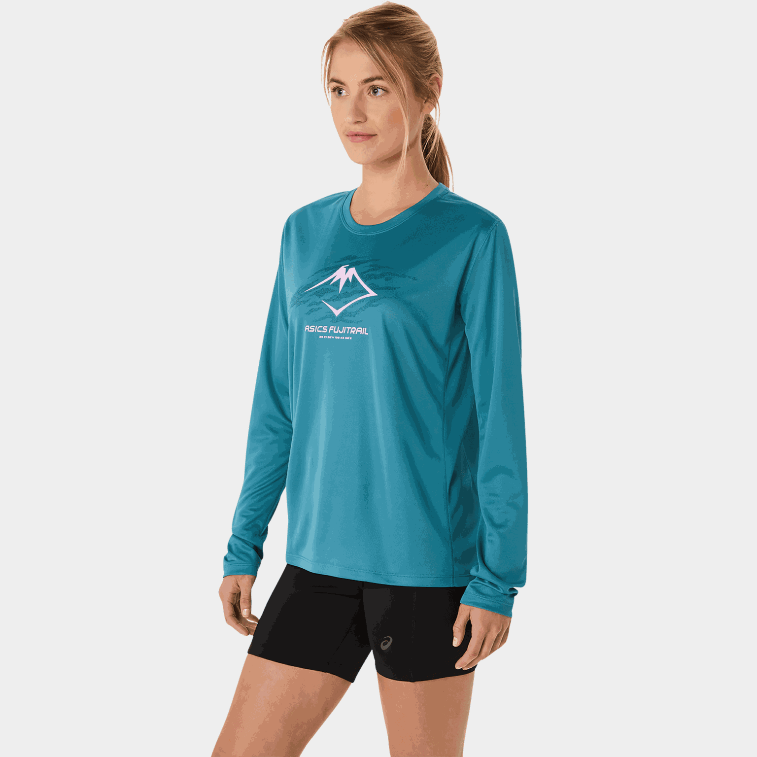  Camiseta feminina de manga comprida com o logotipo da Fujitrail - azul