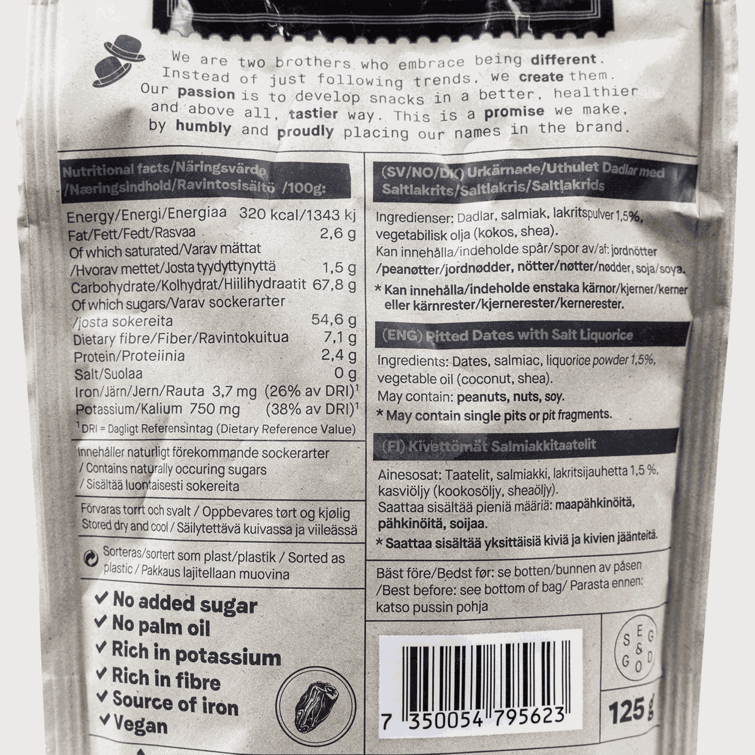 Dave & Jon solená lékořice 125g, datle -