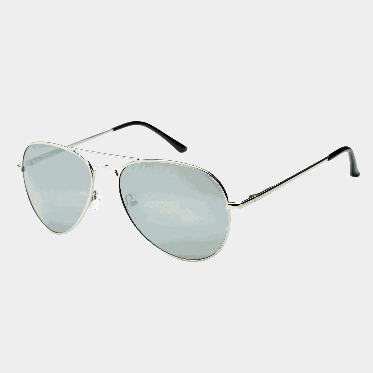 011 Waye Polarized Silver Frame With Polarized Smoke Lens, solbriller, unisex - Sølv